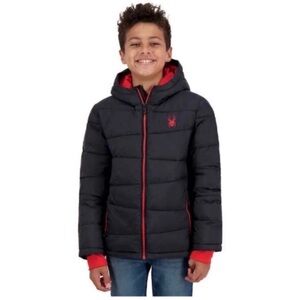 NWT Spyder Youth Boys Puffer Jacket BLACK - size XS (5/6) winter comfy Cozy